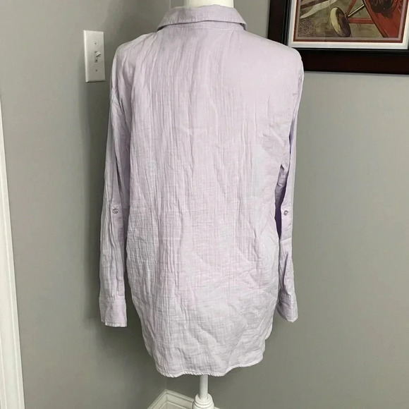 NWT - Social Standard by Sanctuary Gauze Button Down Shirt Lavender Purple Large - Picture 5 of 7